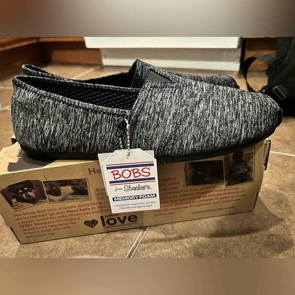 BOBS from Skechers Black and Gray Slip-On Sneakers
